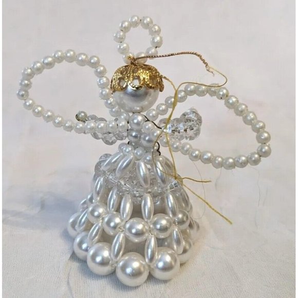 8 Angels Christmas Ornaments Caroler Twirl Around Beaded Knit Ceramic Lot 1976 - Picture 12 of 16